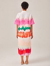baratos vestido casual estampado-vestido camisa estampado com gradiente de cor