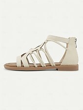 cheap Vacation Sandals-Women&#039;s Black Gladiator Sandals – Strappy Flat Summer Sandals for Casual, Beach, and Boho Chic Outfits