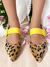 levne Dámské boty s plochou podrážkou-dámské kalhotky mary jane s květinovým leopardím vzorem – elegantní boty se špičatou špičkou s růžovým páskem na přezku pro běžné, pracovní a jarní výlety
