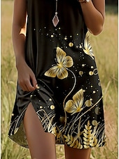 cheap Animals Dress-Women&#039;s Mini Dress T Shirt Dress Tee Dress A Line Dress Summer Dress Vacation Casual Daily Weekend Regular Fit Graphic Butterfly Short Sleeve Crew Neck Black Summer Spring