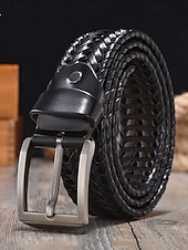 economico Cinture da uomo-cintura intrecciata in vera pelle da uomo - design intrecciato vintage con fibbia in metallo, cintura elegante regolabile per abbigliamento casual, business e formale