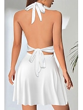 economico Abiti di Laurea-Per donna Mini Abito Abito Bianco Abito da laurea Moda All&#039;aperto Compleanno Laurea Vestibilità regolare Semplice Senza Maniche All&#039;americana Nero Bianco Rosso Estate