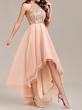 levne Koktejlové šaty-A-Line quinceanera šaty večerní šaty svatební svatební hosté podlahová délka bez rukávů halter krk bez zad s flitry derby šaty