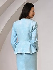 economico Con giacca-Abito a due pezzi madri della sposa abito ospite di matrimonio elegante festa scollo a barca lunghezza al ginocchio pizzo maniche lunghe giacca inclusa con abito da corsa a tinta unita taglia su