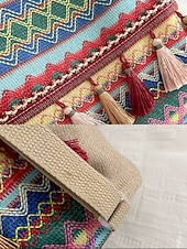 tanie Plecaki Fashion-damska torba na ramię z frędzlami w stylu boho, etnicznym i haftowanym - wiele sposobów noszenia, można jej używać jako plecaka, nadaje się na codzienne podróże, festiwale i do noszenia na co dzień