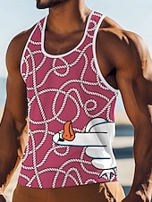 cheap Men&#039;s 3D Tank Tops-Men&#039;s Funny Duck T Shirt Vest Top Sleeveless T shirt 3D Print Crew Neck Round Shirt Vacation Casual Casual Hawaiian Holiday Red Blue Green Summer Spring Clothing Apparel S M L XL XXL XXXL