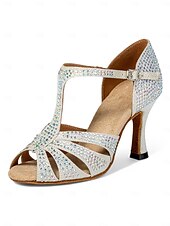 preiswerte Lateinamerikanische Schuhe-funkelnde Strass-Sandalen für Gesellschaftstanz – lateinamerikanische Salsa-Schuhe mit hohen Absätzen für Damen