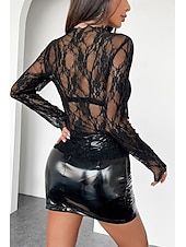 economico Top in Pizzo-Per donna Camicia di Pizzo Blusa Pizzo Semplice Elegante Moderno Manica Lunga Girocollo Top Regolari Quotidiano Ferie Uscire Nero Bianco Rosa Rosso Estate