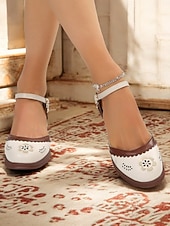 preiswerte Mary Jane Pumps-Damen-Mary-Jane-Pumps im Retro-Stil der 1950er Jahre in Braun und Weiß – elegantes Cut-out-Design für den Alltag, Verabredungen zum Kaffeetrinken und legere Bürosituationen