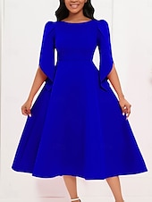 preiswerte Unter 129,99 $-Kleid Mutter der Braut Elegantes Freizeitkleid Rundhalsausschnitt Knie-Länge Polyester 3/4 lange Ärmel mit einfarbig