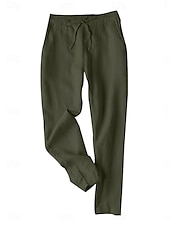 cheap Pants-Women&#039;s Baggy Pants Chinos Fashion Streetwear Full Length Medium Waist Plain Pocket Drawstring Comfy Soft Comfortable Linen Like Micro-elastic Outdoor Street Black White Army Green Khaki Summer