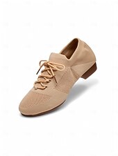 baratos Sapatos de Aulas de Dança-sapatos de dança femininos de malha rosa com cadarço e salto baixo – sapatos confortáveis casuais e de salão