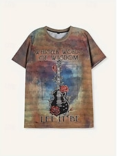 economico Maglietta Arte &amp; Design-Per donna Maglietta Top estivi Stampato Grafico Fiori Classico Casual Manica Corta Girocollo Top corti Quotidiano Weekend Arcobaleno Estate Primavera Autunno