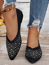 ieftine Pantofi Joși de Damă-pantofi de damă flyknit cu strasuri cu vârf ascuțit - pantofi eleganti, strălucitori, pentru ocazii speciale și purtare zilnică