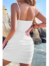 economico Abiti di Laurea-Per donna Mini Abito Abito Bianco Abito da laurea Abito Sottoveste Moda All&#039;aperto Compleanno Laurea Vestibilità regolare Semplice Senza Maniche Spalline sottili Nero Bianco Rosa Blu Reale Estate
