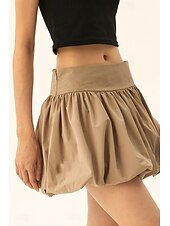 levne Mini sukně-Dámské Sukně Minisukně Módní Mini Střední vzestup Sukně Bez vzoru Nabírané šaty Lehce elastické Dovolená ulice Černá Růžová Velbloudí Šedá Léto Polyester