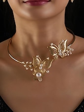 billiga Kvinnors halsband-fjärilshalsband med pärlhalsband för kvinnor – eleganta smycken för bröllop, fester och speciella tillfällen