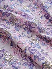 billige blomster-Jacquard Brokade Blomstret A-Linje Kvelds kjole Elegant Kjole Formell Bryllup Gulvlengde Kort Erme Skjortekrage Nylon med Splitt Lomme Bryllupsgjest Kjole
