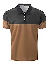 cheap Men&#039;s Classic Polo-Men&#039;s Golf Shirt Golf Polos Shirts Work Business Lapel Short Sleeve Modern Comfortable Color Block Patchwork Buttons Summer Spring Regular Fit Wine Pinky Yellow Blue Green Light Sky Blue Golf Shirt