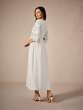 levne Dámské černé šaty-Dámské Maxi šaty Áčkové šaty Elegantní Formální Formální Svatební host Běžný Bez vzoru 3/4 délka rukávu Tričkový Bílá Léto Jaro Podzim