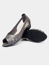 preiswerte Kleidungs-Sandalen-graue Peep-Toe-Keilsandaletten – bequeme lässige Sommerschuhe für Damen