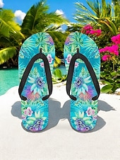 preiswerte Urlaubsandalen-Bunte Flip-Flops mit Blumenmuster für Damen – lebendige Strandsandalen im Bohème-Stil für den Sommer am Pool und im Resort