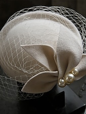 abordables Chapeaux de fête-Chapeaux Tulle Tissu en Coton Chapeau melon / cloche Mariage Élégant ancien Avec Nœud Casque Couvre-chef
