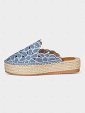 economico Slip-ons e mocassini da donna-mules espadrillas in pizzo blu da donna – scarpe con plateau slip-on con ritagli floreali per l&#039;estate, uscite casual e abbigliamento da spiaggia