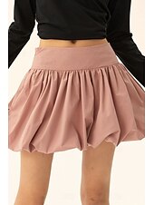levne Mini sukně-Dámské Sukně Minisukně Módní Mini Střední vzestup Sukně Bez vzoru Nabírané šaty Lehce elastické Dovolená ulice Černá Růžová Velbloudí Šedá Léto Polyester