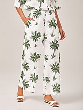 abordables Ensembles deux pièces-Femmes Col de chemise Vacances Tropical Mode Vert XS S M Été