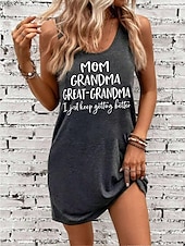economico Abito della Festa della Mamma-Festa della mamma Per donna Mini Abito Abito a trapezio Abito Estivo Abito a spalle scoperte Casual Abiti semi formali Feste Quotidiano Ferie Vestibilità comoda Grafico Lettera Senza Maniche Collo a U