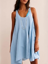 cheap Tank Tops &amp; Camis-Women&#039;s Mini Dress Petite Dress Casual Dress Summer Dress Slip Dress Fashion Classic Modern Daily Beach Weekend Regular Fit Plain Sleeveless U Neck Black Navy Blue Blue Green Summer