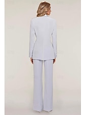 economico Tailleur pantalone della mamma-Completo a due pezzi elegante ospite di matrimonio lunghezza alla caviglia manica lunga colletto camicia in chiffon elasticizzato con bottoni 2025