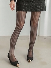 abordables Calcetines de mujer-Medias transparentes con rayas de diamantes de imitación para mujer: pantimedias adornadas con cristales brillantes, medias brillantes y sexys para fiestas, clubes y vestidos de noche.