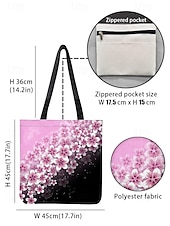 economico Borsette e borse tote-&quot;borsa tote floreale per donna – elegante borsa di grande capienza con motivo floreale nero e rosa, perfetta per lo shopping, i viaggi e l&#039;uso quotidiano&quot;