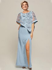 preiswerte Bodenlänge-Meerjungfrau / Trompete Mutter der Braut Kleid elegant funkeln&amp;amp;Glanz Juwel Hals Sweep / Pinsel Schleppe Chiffon Pailletten lange Ärmel mit Pailletten 2025