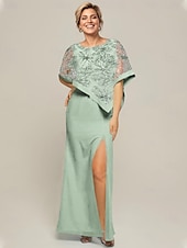 preiswerte Bodenlänge-Meerjungfrau / Trompete Mutter der Braut Kleid elegant funkeln&amp;amp;Glanz Juwel Hals Sweep / Pinsel Schleppe Chiffon Pailletten lange Ärmel mit Pailletten 2025