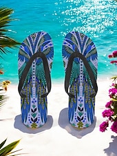 economico Infradito da Vacanza-infradito etniche boho da donna - sandali da spiaggia con motivo tribale vintage, comode pantofole estive per viaggi e festival