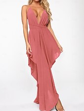 abordables Robes décontractées blanches-Femme robe longue robe blanche Robe d&#039;été Robe à enfiler Robe à col licou chaud Mature robe sexy du quotidien Soirée Standard Plein Couleur monochrome Sans Manches Dos nu V Profond Noir Blanche Rose