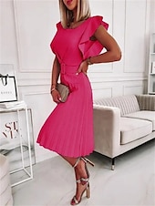 preiswerte Einfaches Kleid-Damen Mini Kleid A-Linien Kleid Blazer Kleid Arbeitskleid Cocktail Arbeit Reguläre Passform Grafik Ärmellos Rundhalsausschnitt Hellrosa Pink Rot Grün Sommer