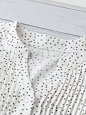 ieftine Topuri pentru femei cu dungi și geometrice-Pentru femei Cămașă Buline Stilat Casual Manșon scurt Gât crestat Topuri obișnuite Zilnic Bufantă Imprimeu Alb Galben Roșu-aprins Trifoi Vară Primăvară