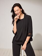 ieftine Bluze și cămăși-Pentru femei Bluză Culoare solidă Stilat Modern Fără manșon Stil Nautic Muncă Dantelă Capsă Negru Vară Primăvară Toamnă