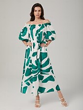 abordables Robes décontractées-robe ample à col bateau et imprimé color-block