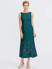 preiswerte Mit Jacke-Zweiteiliges A-Linien Kleid Anzug Brautmutter Kleid Elegantes Juwel-Ausschnitt Tee-Länge Chiffon 3/4-Länge Ärmel Jacken Kleider mit Pailletten