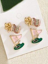 olcso Női fülbevaló-golf - tematikus fülbevaló csillogó díszítéssel - elegáns és szórakoztató golf - szerető nők a golfpályán és azon kívül