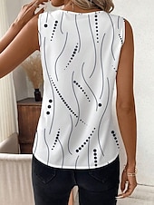 ieftine Top cu dungi și geometric-Top pentru femei cămașă fără mâneci cu buline grafice stil casual guler în V topuri regulate imprimeu zilnic alb roșu albastru verde bej vară