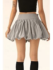 levne Mini sukně-Dámské Sukně Minisukně Módní Mini Střední vzestup Sukně Bez vzoru Nabírané šaty Lehce elastické Dovolená ulice Černá Růžová Velbloudí Šedá Léto Polyester