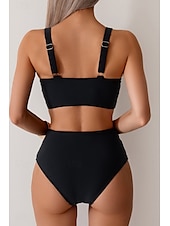 abordables Ensemble de bikinis-Femmes Maillots de Bain Bikini Maillot de bain Froncé Taille haute Tropical Tenues de plage Uni Fil en V Sans manches Maillots de bain