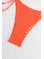 olcso Bikiniszettek-Női Fürdőruha Bikini 2 darab Fürdőruha Nyitott hátú Tropikus Strandruházat Sima Kötőfék nyaka Ujjatlan Fürdőruhák