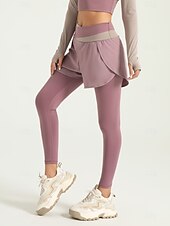 tanie Legginsy i legginsy do jogi-Damskie Spodnie do jogi Legginsy do jogi 2 w 1 Wyszczuplenie brzucha Podnoszenie pośladków Wysoka talia Joga Trening w siłowni Pilates Rajstopy Doły Granatowy Jasnobrązowy Czarny Spandeks Jesień Sport